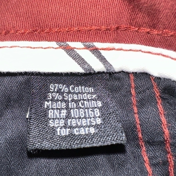Mens Chinos RSQ Seattle Skinny Tapered Chino Pants Burgundy Red Flat Front Pants - Picture 9 of 9